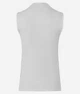 Musculosa básica de cuello alto, sin mangas, confeccionada en una mezcla de algodón, modal y elastano. Presenta un diseño ajustado y minimalista, ideal para uso diario.