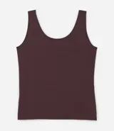 Top de breteles anchos, color marrón oscuro, corte ajustado y escote en U.