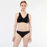 Braga clásica negra de microfibra con detalle de encaje en la parte superior.