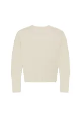 Cardigan de punto gris oscuro, de corte clásico y calce ajustado, con cuello redondo y cierre frontal de botones.