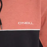 Canguro O'Neill con diseño color block en tonos terracota y negro, con capucha ajustable, bolsillo frontal tipo canguro y logo bordado en el pecho.