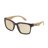 Lentes de sol MDQ modelo Skeleton, con marco cuadrado color marrón y patillas color beige.