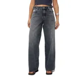 Pantalón de jean de corte ancho, color gris oscuro con efecto lavado.