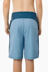 Short de baño técnico O'Neill Why2k de diseño bicolor en tonos azul y celeste, con cordón de ajuste blanco en la cintura y el nombre de la marca impreso en la pierna.