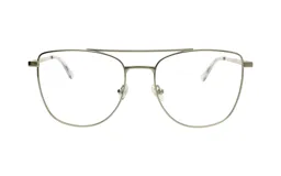 Armazón para lentes Demenego modelo 131/56 col G, de metal plateado, con forma aviador y doble puente.