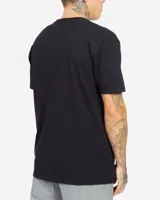 Remera negra de manga corta con estampa frontal del logotipo de Lost Surfboards en color blanco.