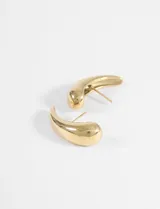 Caravanas de acero quirúrgico hipoalergénico en forma de gota, color dorado.