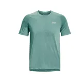 Remera Under Armour de hombre color verde agua, de corte clásico y mangas cortas. Presenta el logo de la marca reflectante en el pecho.