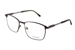 Armazón para anteojos Azzaro 31196 col 1, de metal color peltre, con forma rectangular y patillas finas con detalle de doble línea.