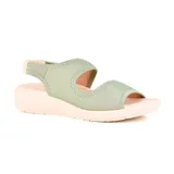 Sandalia casual Usaflex Siena color verde agua con plataforma baja color rosa.