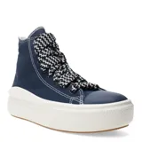 Championes Converse Chuck Taylor Move Hi de lona azul marino con plataforma blanca y cordones gruesos estampados en blanco y negro.