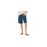 Short de denim azul oscuro, de corte recto y holgado, con bolsillos laterales y trabillas para cinto.
