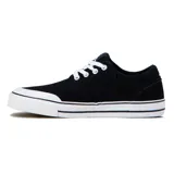 Championes Quiksilver modelo Varial para hombre, color negro con suela blanca y detalles en negro. Diseño de lona de estilo urbano y skater, con cordones blancos.