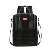 Mochila matera Las Oreiro de diseño acolchado en color negro. Cuenta con compartimento principal espacioso, doble asa superior para llevar en la mano y correas ajustables para usar como mochila o bandolera. Incluye etiqueta frontal con logo de la marca.