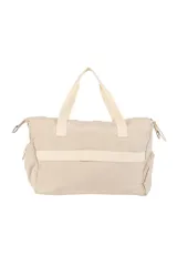 Bolso tipo shopper de nylon color negro, amplio y funcional. Cuenta con cierre superior, asas reforzadas para llevar al hombro y correa ajustable extraíble. Incluye bolsillos externos con cierre para mayor organización.