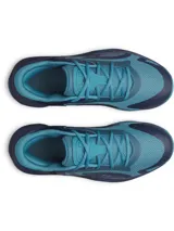 Championes Under Armour UA Jet 25, diseño deportivo en tonos azul y turquesa, ideales para básquetbol y entrenamiento.