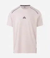 Remera deportiva Get Over de poliéster color blanco, con cuello redondo, mangas raglán y detalles de vivo en contraste. Cuenta con un pequeño estampado geométrico en el pecho.