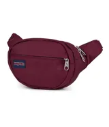 Riñonera Jansport modelo Fifth Avenue, color verde menta, con cierre principal y bolsillo frontal con cierre. Incluye parche con logo de la marca en el frente.