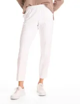 Pantalón tipo jogger de corte recto, color azul marino, con cintura elástica y bolsillos laterales.