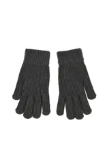Guantes de punto acanalado en color gris oscuro, con puño elástico para un ajuste cómodo.