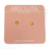 Aros tipo abridores con piedra de cristal amarilla engarzada en acero quirúrgico.