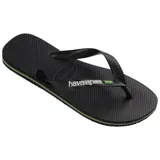 Ojotas Havaianas modelo Brasil Logo, color blanco, con tiras blancas y logo de la marca en relieve azul con la bandera de Brasil.
