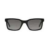 Lentes de sol unisex Azzaro, con montura cuadrada de acetato negro y lentes grises degradadas.