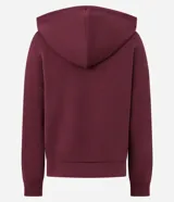 Buzo oversized de corte holgado, color beige, con capucha ajustable mediante cordones, mangas largas con puños elásticos y ruedo recto. Confeccionado en tejido de modal con acabado suave.