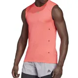 Musculosa de running Adidas Heat Ready color salmón, sin mangas, con cuello redondo y detalles reflectantes.