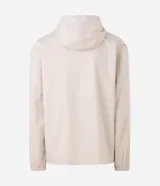 Campera deportiva masculina Get Over con capucha ajustable, cierre frontal completo, bolsillos laterales y recortes horizontales, confeccionada en poliéster tecnológico de color beige.