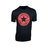 Remera negra de algodón con estampa circular roja del logo Converse Chuck Taylor All Star en el frente.
