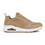 Championes Skechers Street Uno - Stacre color beige, con cordones, capellada de gamuza suave y cuero sintético texturizado, plantilla Skechers Air-Cooled Memory Foam y entresuela con airbag visible Skech-Air.