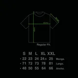 Remera negra de algodón con estampa plastisol de alta calidad.