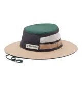 Gorro tipo pescador Columbia Bora Bora Retro II Omni-Shade, color negro con interior y cordón ajustable en color verde, con tecnología de absorción de humedad y ala ancha.