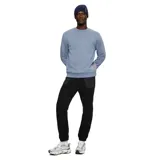 Buzo celeste de algodón con cuello redondo y logo de la marca en la manga.