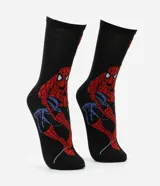Par de medias de caña alta negras con estampado de Spider-Man.
