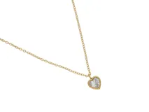 Collar de acero con baño de oro y dije con diseño de corazón y circonia.