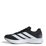 Championes de running Adidas Duramo RC 2, color negro con las icónicas tres tiras laterales en blanco y suela de goma blanca con tecnología Lightmotion. Presentan un diseño de malla transpirable y cierre con cordones.
