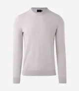 Suéter de corte regular, cuello redondo y manga larga, confeccionado en tejido de viscosa con textura suave y caída ligera.