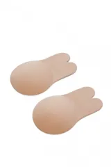 Pezonera color piel con forma de conejo, forrada en tela suave, con adhesivo para realzar el busto.