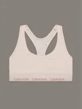 Bralette blanco sin forro de micro modal y elastano, con escote redondo, espalda cruzada, estampado de corazones y banda elástica con logo repetitivo de Calvin Klein.
