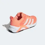 Championes de entrenamiento Adidas Dropset Control, color naranja con detalles en blanco. Presentan un diseño de malla transpirable, mediasuela estable para levantamiento de pesas y suela de caucho resistente.