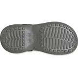 Zuecos Crocs modelo Classic Stacked de diseño slip-on, con capellada de color rosado claro y plataforma alta con suela dentada en tonos rosado medio y fucsia. Cuenta con perforaciones en el empeine para pines Jibbitz y tira trasera ajustable.