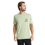 Remera verde claro de manga corta con cuello redondo, confeccionada en 100% algodón. Presenta un pequeño estampado gráfico en el pecho con diseño de cactus y la inscripción de la marca Roark.