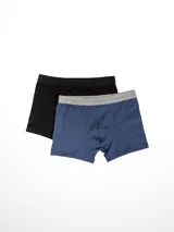 Pack de dos boxers Polanco, uno en color negro y otro en color blanco, ambos con cintura elástica gris con el nombre de la marca grabado.