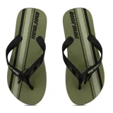 Chinelas marca Mormaii modelo Ii Ojota Tropical Grafics, con base verde y tiras negras.