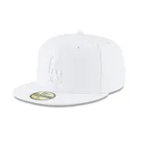Gorro New Era 59Fifty de béisbol, color blanco, con logo de los Dodgers bordado en el frente.