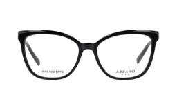 Armazón para lentes de acetato negro, marca Azzaro, modelo 30381, con forma de ojo de gato.