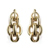 Par de aros colgantes dorados con forma de cadena gruesa.