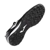 Championes deportivos Joma para fútbol 5, color negro con detalles en blanco. Fabricados en material sintético Fibertech resistente y ligero, con sistema de transpiración VTS y contrafuerte trasero EXO Counter.